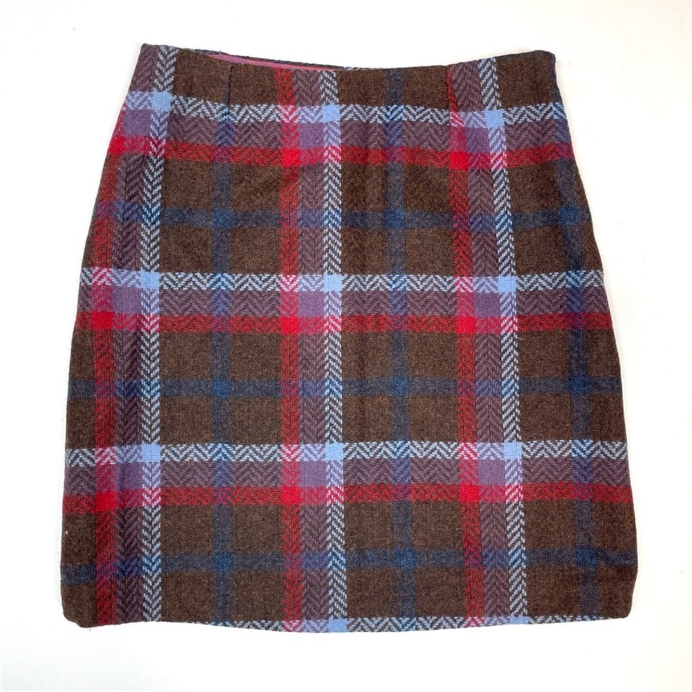Boden British Tweed by Moon Wool Skirt Plaid Check Size 6R